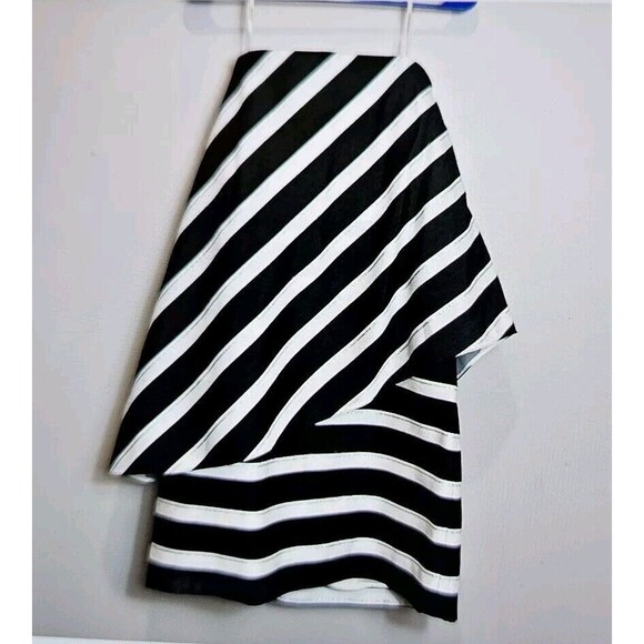 NWT Halston Heritage Strapless Dress 10 Metallic Stripe Asymmetrical MSRP $395 - Picture 8 of 11